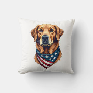 Patriotic Golden Retriever Bandana Vintage Tee Cushion
