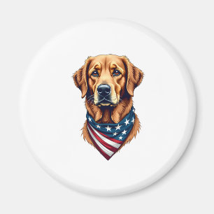 Patriotic Golden Retriever Bandana Vintage Tee Magnet