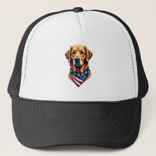 Patriotic Golden Retriever Bandana Vintage Tee Trucker Hat