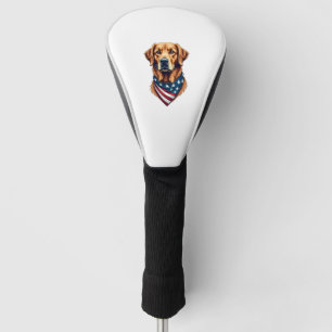 Patriotic Golden Retriever Bandanna Vintage Tee Golf Head Cover
