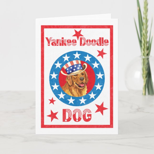 Patriotic Golden Retriever Card (Front)