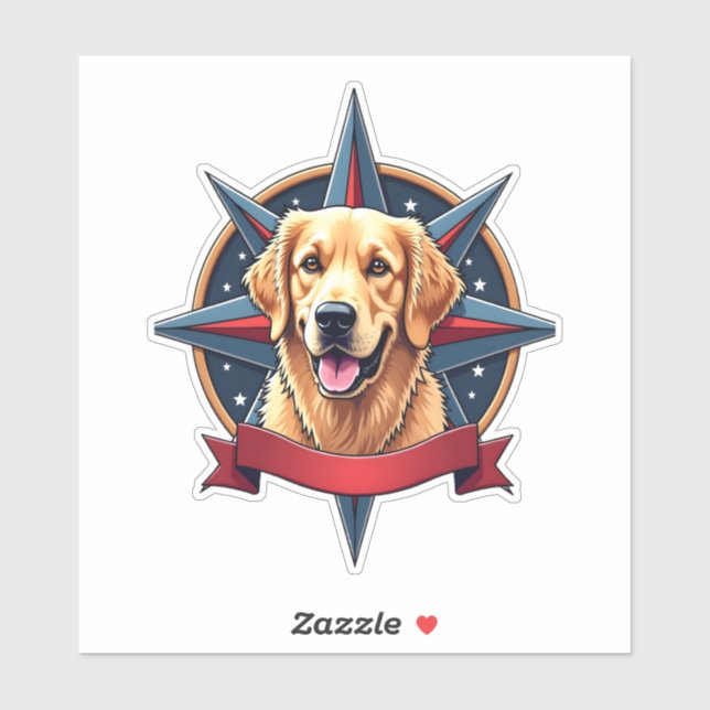 Patriotic Golden Retriever Compass Star Tee 2 (Sheet)