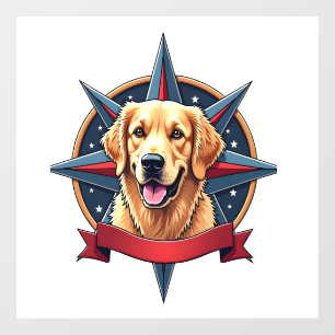 Patriotic Golden Retriever Compass Star Tee 2