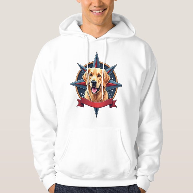 Patriotic Golden Retriever Compass Star Tee 2 (Front)