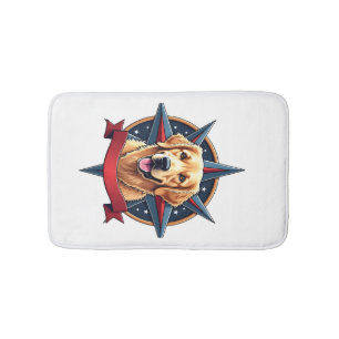 Patriotic Golden Retriever Compass Star Tee 2 Bath Mat