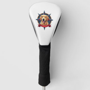 Patriotic Golden Retriever Compass Star Tee 2 Golf Head Cover