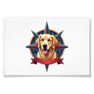 Patriotic Golden Retriever Compass Star Tee 2 Photo Print