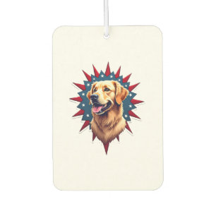 Patriotic Golden Retriever Corner Burst Shirt 2 Car Air Freshener