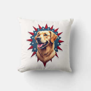 Patriotic Golden Retriever Corner Burst Shirt 2 Cushion
