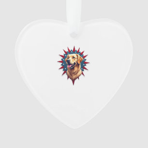 Patriotic Golden Retriever Corner Burst Shirt 2 Ornament
