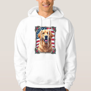 Patriotic Golden Retriever Corner Frame Shirt 3
