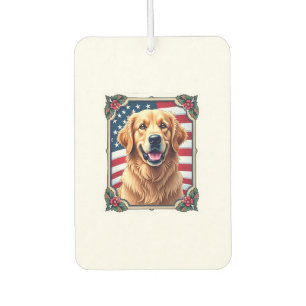 Patriotic Golden Retriever Corner Frame Shirt 3 Car Air Freshener