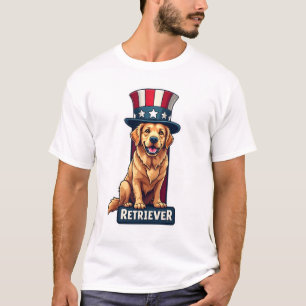 Patriotic Golden Retriever Crest Column Tee
