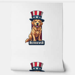 Patriotic Golden Retriever Crest Column Tee Wallpaper