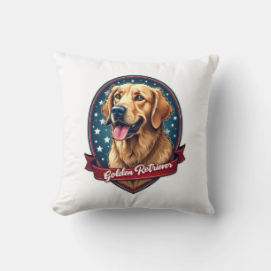 Patriotic Golden Retriever Crest Vintage Tee 2 Cushion