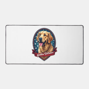 Patriotic Golden Retriever Crest Vintage Tee 2 Desk Mat