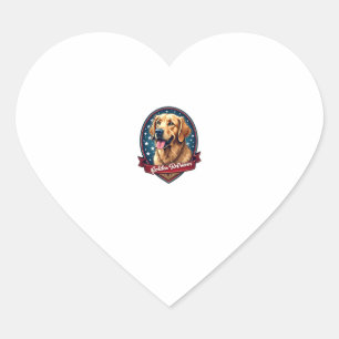 Patriotic Golden Retriever Crest Vintage Tee 2 Heart Sticker