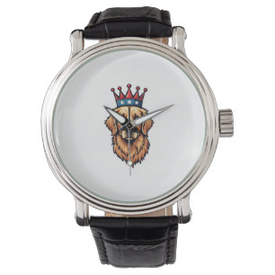 Patriotic Golden Retriever Crown Emblem Tee Watch