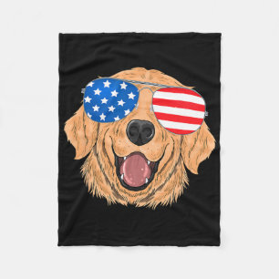 Patriotic Golden Retriever Dog 4th Of July Gift Fleece Blanket