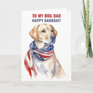 Patriotic Golden Retriever Dog Dad Folded Greeting Card