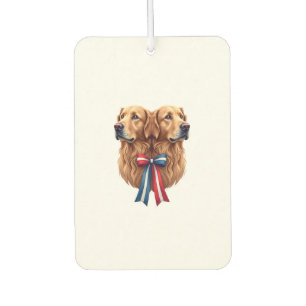 Patriotic Golden Retriever Double Portrait Shirt 2 Car Air Freshener