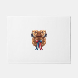 Patriotic Golden Retriever Double Portrait Shirt 2 Doormat