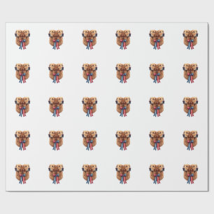 Patriotic Golden Retriever Double Portrait Shirt 2 Wrapping Paper