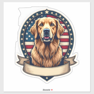 Patriotic Golden Retriever Emblem Vintage Tee 2