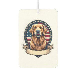 Patriotic Golden Retriever Emblem Vintage Tee 2 Car Air Freshener