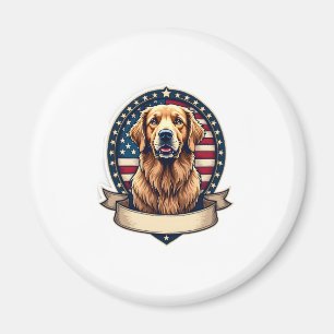 Patriotic Golden Retriever Emblem Vintage Tee 2 Magnet