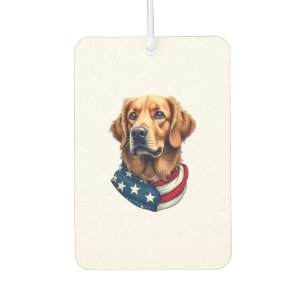 Patriotic Golden Retriever Face Vintage Shirt Car Air Freshener