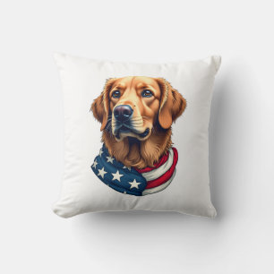 Patriotic Golden Retriever Face Vintage Shirt Cushion