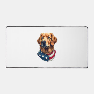 Patriotic Golden Retriever Face Vintage Shirt Desk Mat