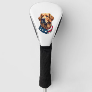 Patriotic Golden Retriever Face Vintage Shirt Golf Head Cover