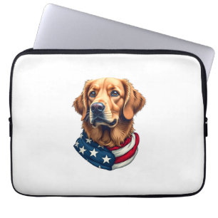 Patriotic Golden Retriever Face Vintage Shirt Laptop Sleeve