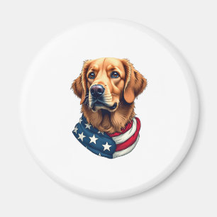 Patriotic Golden Retriever Face Vintage Shirt Magnet