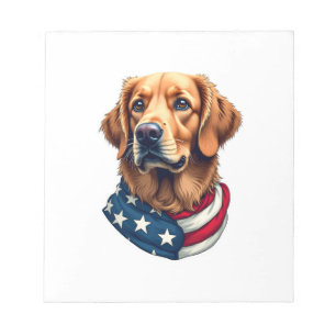 Patriotic Golden Retriever Face Vintage Shirt Notepad