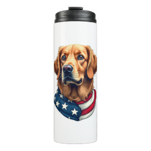 Patriotic Golden Retriever Face Vintage Shirt Thermal Tumbler