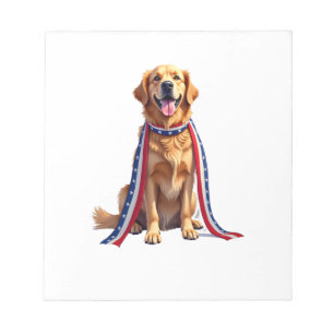 Patriotic Golden Retriever Falling Ribbon Shirt 2 Notepad