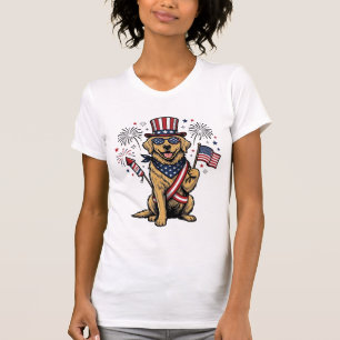 Patriotic Golden Retriever Fireworks Vintage Shirt
