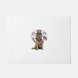 Patriotic Golden Retriever Fireworks Vintage Shirt Doormat