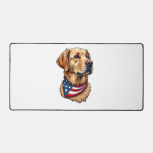Patriotic Golden Retriever Head Vintage Shirt 4 Desk Mat