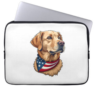 Patriotic Golden Retriever Head Vintage Shirt 4 Laptop Sleeve