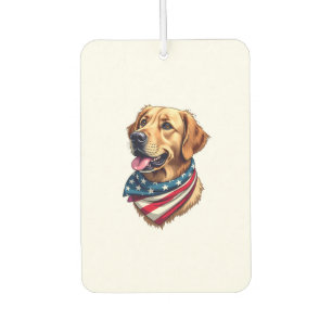 Patriotic Golden Retriever Head Vintage Shirt Car Air Freshener