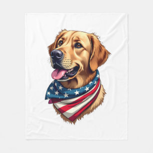 Patriotic Golden Retriever Head Vintage Shirt Fleece Blanket