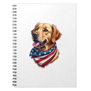 Patriotic Golden Retriever Head Vintage Shirt Notebook