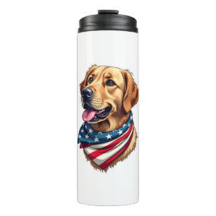 Patriotic Golden Retriever Head Vintage Shirt Thermal Tumbler