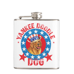 Patriotic Golden Retriever Hip Flask