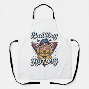 Patriotic Golden Retriever Hotdog Vintage Shirt De Apron
