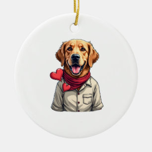 Patriotic Golden Retriever Lover Vintage Shirt 2 Ceramic Ornament